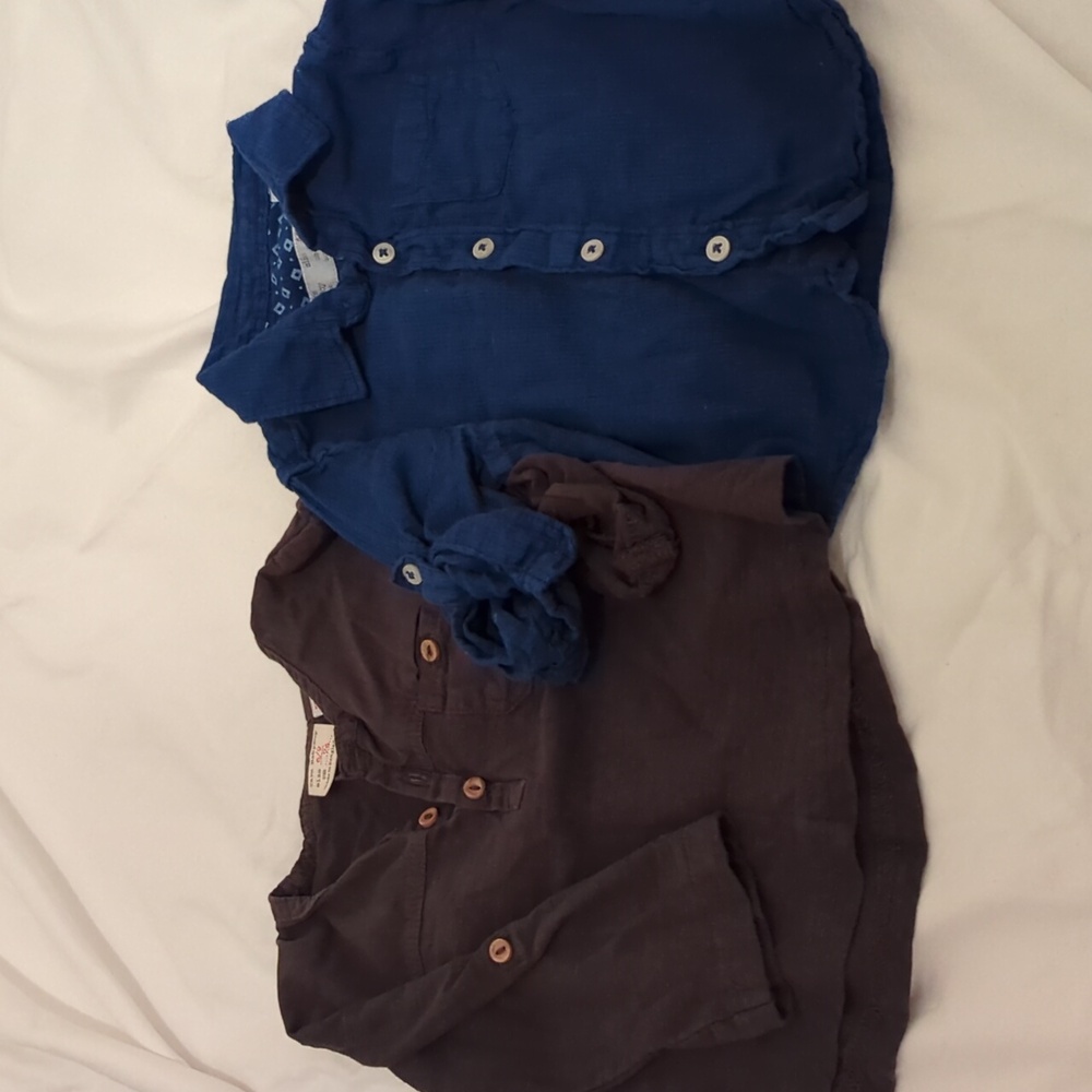 Zara Baby Boy collection shirts navy blue 3/4 sleeve and black grey long sleeve